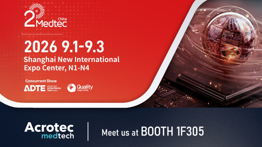 Acrotec Medtech exhibition booth at Medtec China.